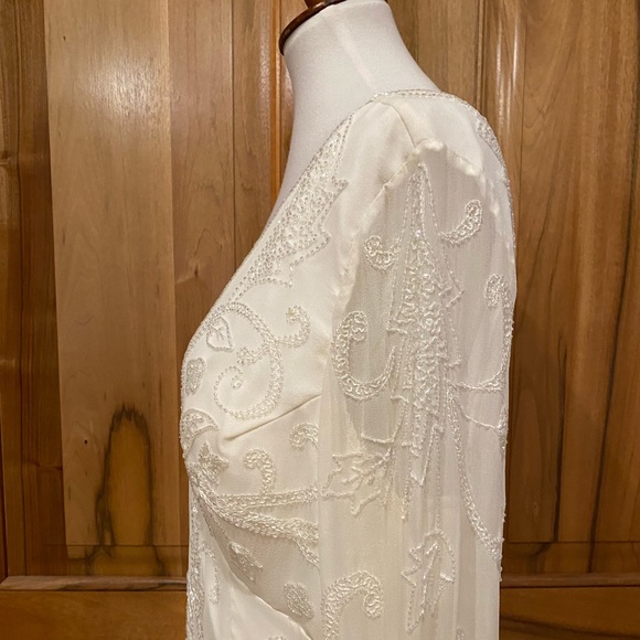 Cecily Brown Ivory Silk Full-Length Embroidered & Beaded Wedding/Formal Dress 14 - Picture 6 of 16